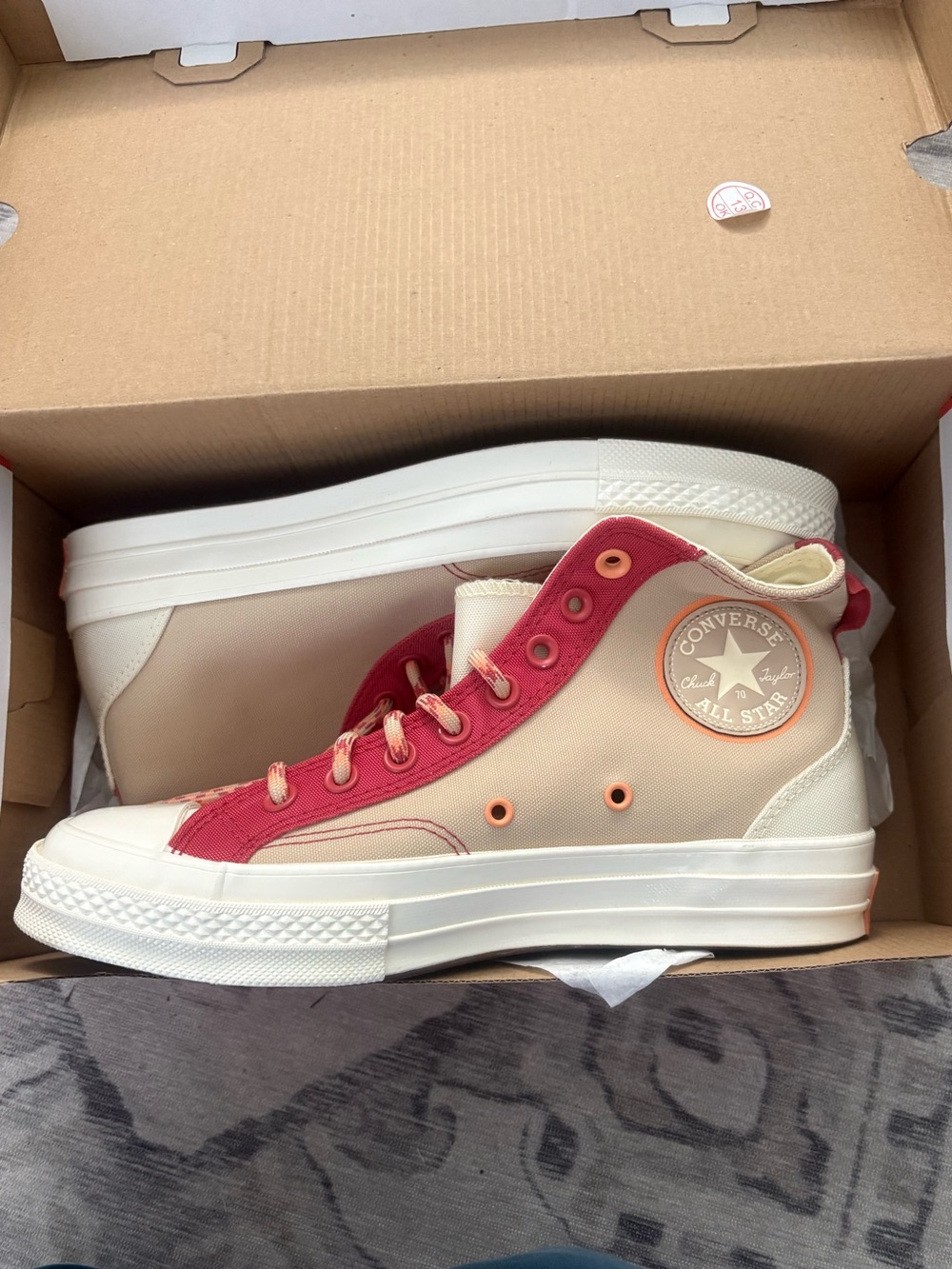 NEW unisex (M7/W9) Chuck 70 Converse High Colorblock Overlay Rhubarb Pie